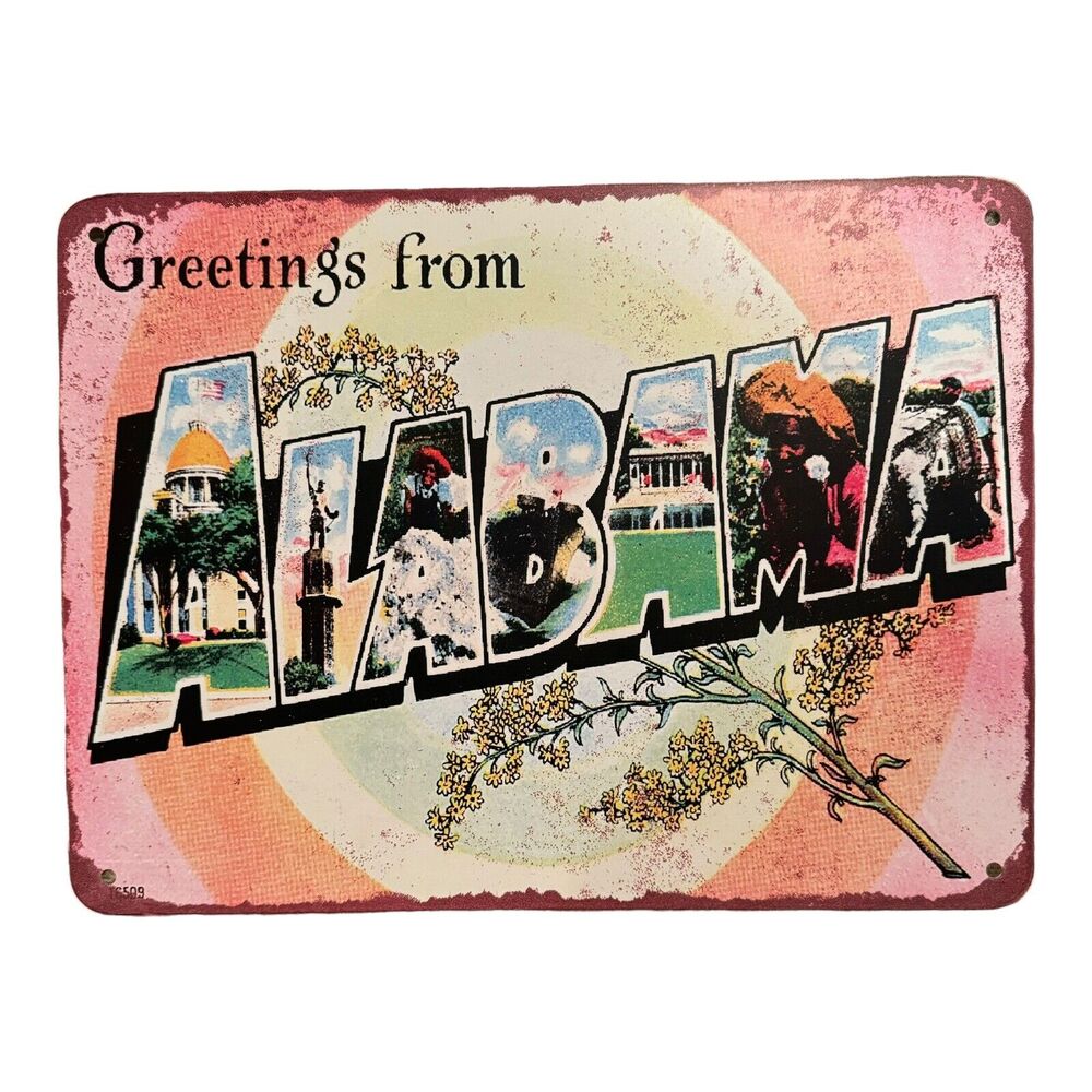 Vintage Look Metal Sign Greetings from Alabama 14x10 Indoor Outdoor